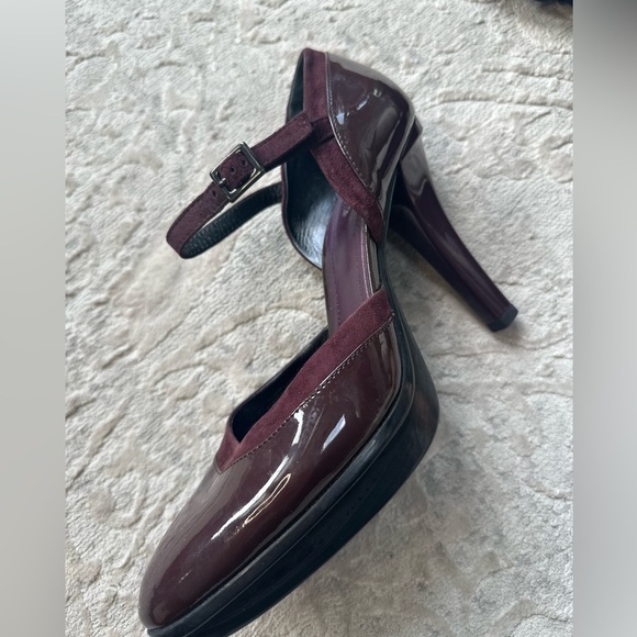 Tod’s Patent Leather D’Orsay Platform Pumps Maroon Suede Trim Size 39 EU 9 US - Picture 7 of 10